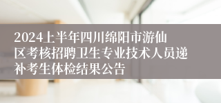 2024上半年四川绵阳市游仙区考核招聘卫生专业技术人员递补考生体检结果公告