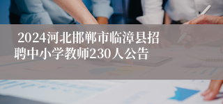  2024河北邯郸市临漳县招聘中小学教师230人公告