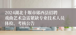 2024湖北十堰市郧西县招聘戏曲艺术急需紧缺专业技术人员体检、考核公告