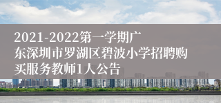 2021-2022第一学期广东深圳市罗湖区碧波小学招聘购买服务教师1人公告