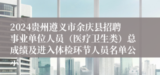 2024贵州遵义市余庆县招聘事业单位人员（医疗卫生类）总成绩及进入体检环节人员名单公示