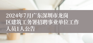 2024年7月广东深圳市龙岗区建筑工务署招聘事业单位工作人员1人公告