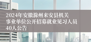 2024年安徽滁州来安县机关事业单位公开招募就业见习人员40人公告