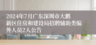 2024年7月广东深圳市大鹏新区住房和建设局招聘辅助类编外人员2人公告