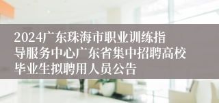 2024广东珠海市职业训练指导服务中心广东省集中招聘高校毕业生拟聘用人员公告