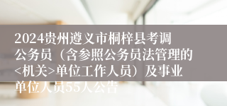 2024贵州遵义市桐梓县考调公务员（含参照公务员法管理的<机关>单位工作人员）及事业单位人员55人公告