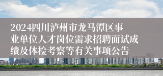 2024四川泸州市龙马潭区事业单位人才岗位需求招聘面试成绩及体检考察等有关事项公告