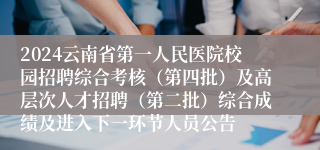 2024云南省第一人民医院校园招聘综合考核（第四批）及高层次人才招聘（第二批）综合成绩及进入下一环节人员公告