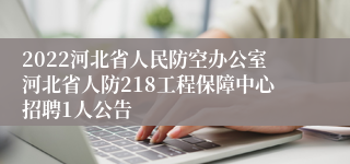 2022河北省人民防空办公室河北省人防218工程保障中心招聘1人公告