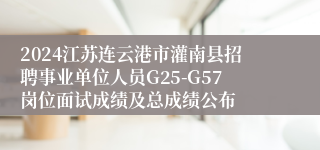 2024江苏连云港市灌南县招聘事业单位人员G25-G57岗位面试成绩及总成绩公布