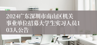 2024广东深圳市南山区机关事业单位招募大学生实习人员103人公告