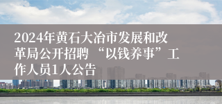 2024年黄石大冶市发展和改革局公开招聘 “以钱养事”工作人员1人公告