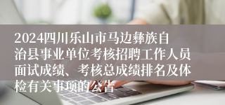 2024四川乐山市马边彝族自治县事业单位考核招聘工作人员面试成绩、考核总成绩排名及体检有关事项的公告