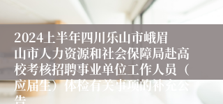 2024上半年四川乐山市峨眉山市人力资源和社会保障局赴高校考核招聘事业单位工作人员（应届生）体检有关事项的补充公告