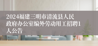 2024福建三明市清流县人民政府办公室编外劳动用工招聘1人公告