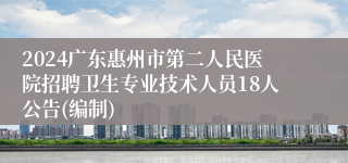 2024广东惠州市第二人民医院招聘卫生专业技术人员18人公告(编制)