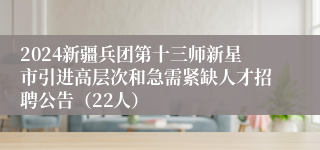 2024新疆兵团第十三师新星市引进高层次和急需紧缺人才招聘公告（22人）