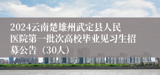 2024云南楚雄州武定县人民医院第一批次高校毕业见习生招募公告（30人）