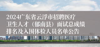 2024广东省云浮市招聘医疗卫生人才（郁南县）面试总成绩排名及入围体检人员名单公告