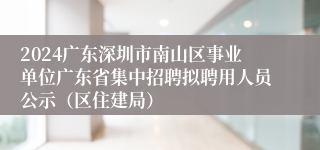 2024广东深圳市南山区事业单位广东省集中招聘拟聘用人员公示（区住建局）