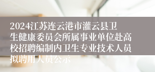 2024江苏连云港市灌云县卫生健康委员会所属事业单位赴高校招聘编制内卫生专业技术人员拟聘用人员公示