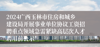 2024广西玉林市住房和城乡建设局开展事业单位协议工资招聘重点领域急需紧缺高层次人才聘用前公示