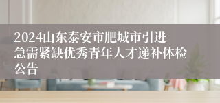 2024山东泰安市肥城市引进急需紧缺优秀青年人才递补体检公告