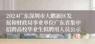 2024广东深圳市大鹏新区发展和财政局事业单位广东省集中招聘高校毕业生拟聘用人员公示