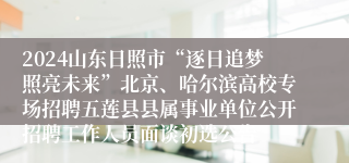 2024山东日照市“逐日追梦照亮未来”北京、哈尔滨高校专场招聘五莲县县属事业单位公开招聘工作人员面谈初选公告