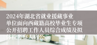 2024年湖北省就业援藏事业单位面向西藏籍高校毕业生专项公开招聘工作人员综合成绩及拟体检考察人选公示