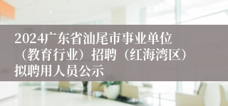 2024广东省汕尾市事业单位（教育行业）招聘（红海湾区）拟聘用人员公示