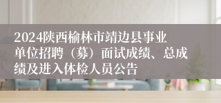 2024陕西榆林市靖边县事业单位招聘（募）面试成绩、总成绩及进入体检人员公告