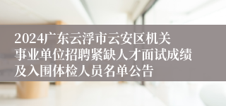 2024广东云浮市云安区机关事业单位招聘紧缺人才面试成绩及入围体检人员名单公告