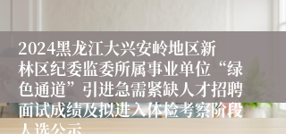 2024黑龙江大兴安岭地区新林区纪委监委所属事业单位“绿色通道”引进急需紧缺人才招聘面试成绩及拟进入体检考察阶段人选公示