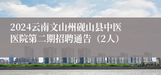 2024云南文山州砚山县中医医院第二期招聘通告（2人）