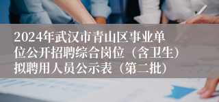 2024年武汉市青山区事业单位公开招聘综合岗位（含卫生）拟聘用人员公示表（第二批）