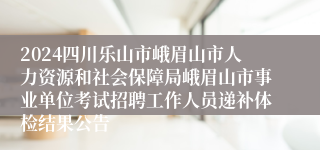 2024四川乐山市峨眉山市人力资源和社会保障局峨眉山市事业单位考试招聘工作人员递补体检结果公告