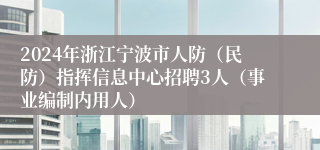 2024年浙江宁波市人防（民防）指挥信息中心招聘3人（事业编制内用人）