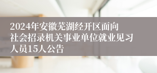 2024年安徽芜湖经开区面向社会招录机关事业单位就业见习人员15人公告