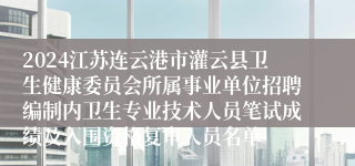 2024江苏连云港市灌云县卫生健康委员会所属事业单位招聘编制内卫生专业技术人员笔试成绩及入围资格复审人员名单