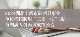 2024湖北十堰市郧西县事业单位考核聘用“三支一扶” 服务期满人员面试成绩公告