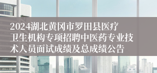 2024湖北黄冈市罗田县医疗卫生机构专项招聘中医药专业技术人员面试成绩及总成绩公告