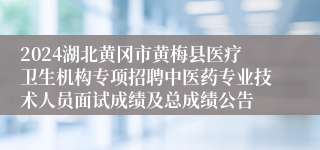 2024湖北黄冈市黄梅县医疗卫生机构专项招聘中医药专业技术人员面试成绩及总成绩公告