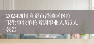 2024四川自贡市沿滩区医疗卫生事业单位考调事业人员5人公告