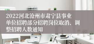 2022河北沧州市肃宁县事业单位招聘部分招聘岗位取消、调整招聘人数通知