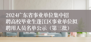 2024广东省事业单位集中招聘高校毕业生蓬江区事业单位拟聘用人员名单公示（第三批）
