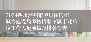 2024四川泸州市泸县住房和城乡建设局考核招聘下属事业单位工作人员成绩及排名公告