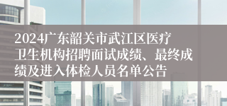 2024广东韶关市武江区医疗卫生机构招聘面试成绩、最终成绩及进入体检人员名单公告