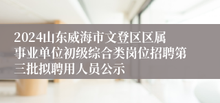 2024山东威海市文登区区属事业单位初级综合类岗位招聘第三批拟聘用人员公示