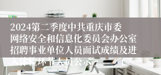 2024第二季度中共重庆市委网络安全和信息化委员会办公室招聘事业单位人员面试成绩及进入体检环节人员公示